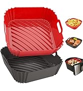 2 Pack Silicone Air Fryer Liners Reusable, 7.1 Inch Airfryer Liners 4-7 QT Square Air Fryer Liner...