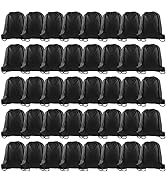 KUUQA 40Pcs Black Drawstring Backpack Bags Sack Drawstring Bags Bulk String Backpack Storage Bags...