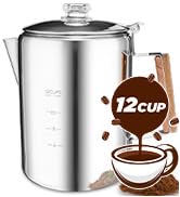 MEREZA Camping Percolator Coffee Pot 12 Cup Stove Top Coffee Percolator Non Electric Coffee Maker...
