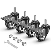 HOLKIE 2 Inch Stem Caster Wheels Set of 4, Standard US 3/8"-16 x 1" Threaded Stem Swivel Casters ...