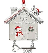 First Christmas in Our New Home Ornament 2025, Metal Christmas Hanging Decorations with Key Keeps...