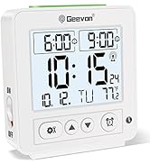 Geevon Atomic Travel Alarm Clock with Auto/8s Backlight, 2 Alarm Settings, Temperature Detect, In...