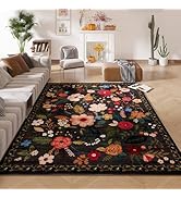 Rugcomf Living Room Rug 5x7 Rug Machine Washable Boho Area Rug Non Slip Floral Vintage Low Pile L...