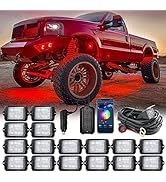 MICTUNING C3 Extensible RGBW LED Rock Lights Kit - 16 Pods Wireless Control Multi-Color Neon Unde...