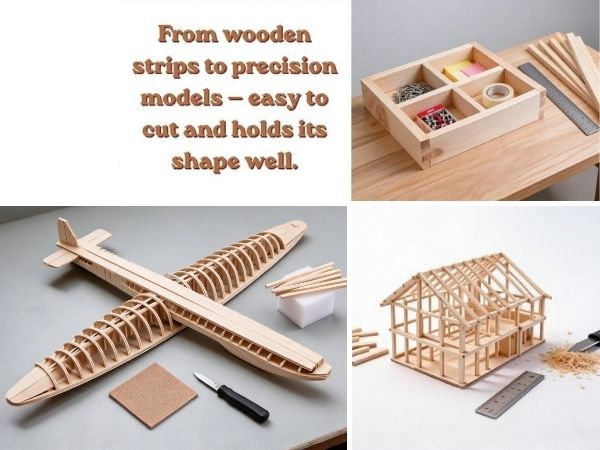 From wooden strips to precision models-easy to cut and holds its shape well.