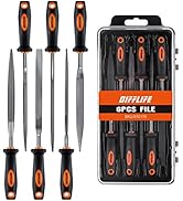 DIFFLIFE 7'' Needle File Set (Carbon Steel 6 Piece-Set) File Handles, Hardened Alloy Strength Ste...