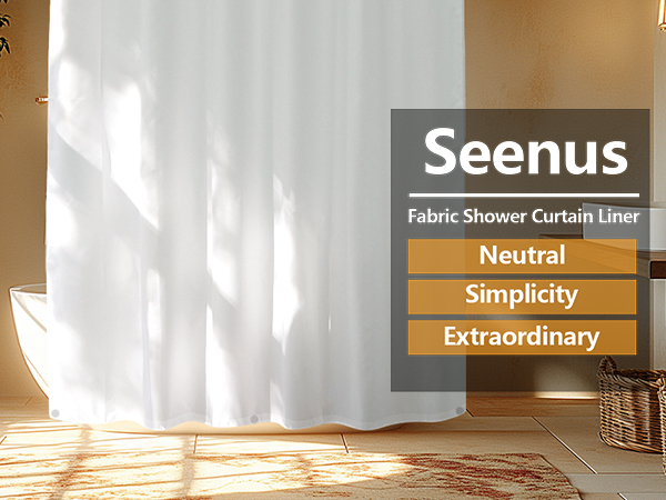 Seenus Waterproof Fabric Shower Curtain Liner with Weighted Magnets