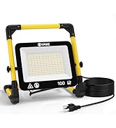 EYPINS 100W LED Work Light, 8700LM Portable Flood Light with 16.4FT Cord & Switch, IP66 Waterproo...