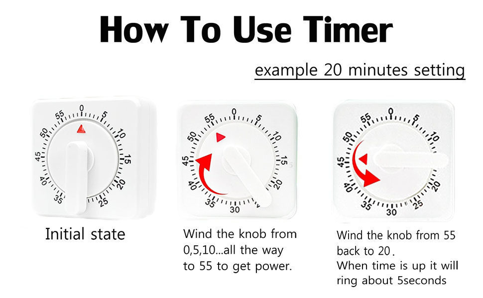 mini Easy to Use Visual Cooking Timer with Loud Alarm, Manual Countdown Timer for Chef Cooking