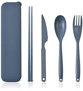 Reusable Travel Utensils Set with Case, Large Plastic Silverware Set for Adults Kids Lunch Access...