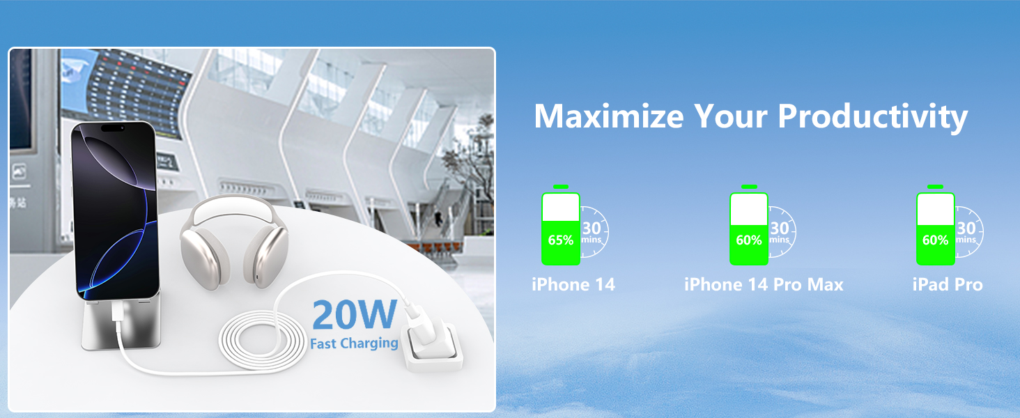 MFi Certified iPhone 14 Charger Fast Charging 2Pack PD 20W USB C Chargers Block Type C Wall Charger