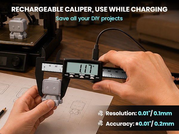 HARDELL RECHARGEABLE PLASTIC DIGITAL CALIPER