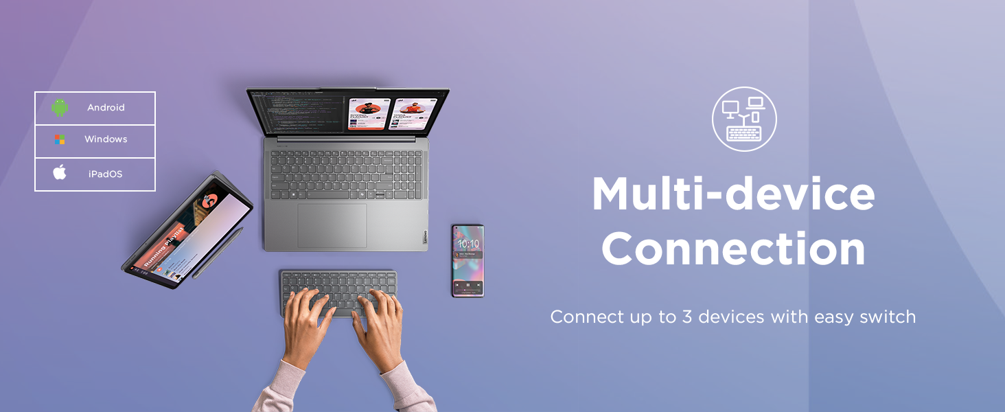 Lenovo Multi-Device Wireless Bluetooth Keyboard - Multi-device connection