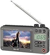 SEMIER 720p 4.3" Screen AM FM SW Movie Video Radio with Bluetooth, Rechargeable Pocket Digital Mo...