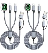 Travel Essentials,3 in 2 Multi Charging Cable for iWatch Charger/IP/USB C,Braided USB A/C Cable D...