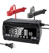 10-Amp Smart Battery Charger 12V 24V, 10-Stage Car Battery Charger Automotive, Trickle Charger Ma...