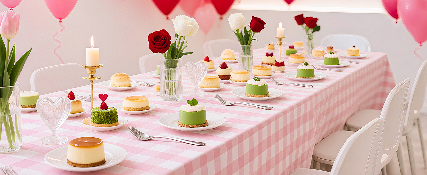 Pink Gingham Tablecloth 54 × 108 Inches