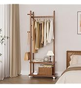 Taitiy Coat Rack Freestanding Clothing Rack with Wheels, Coat Tree Freestanding Heavy Duty with 2...