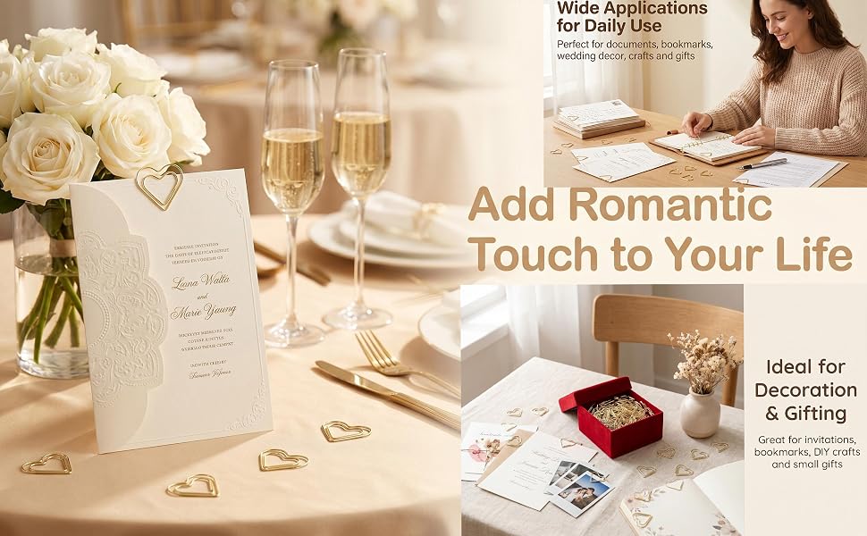 Gold Heart Paper Clips 50 Pcs