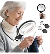 Neck Wear Magnifying Glass with Light for Close Work, 5.5 Inch 5X Handheld Lighted Magnifier for ...