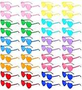 YWL 40 Pairs Heart Shaped Sunglasses Bulk, Colorful Rimless Fun Heart Sunglasses for Women Party ...