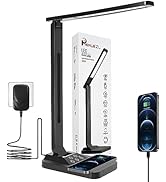 Phimuezl LED Desk Lamp with 10W Fast Wireless Charger, Study Desk Lamp with Foldable Design, Touc...