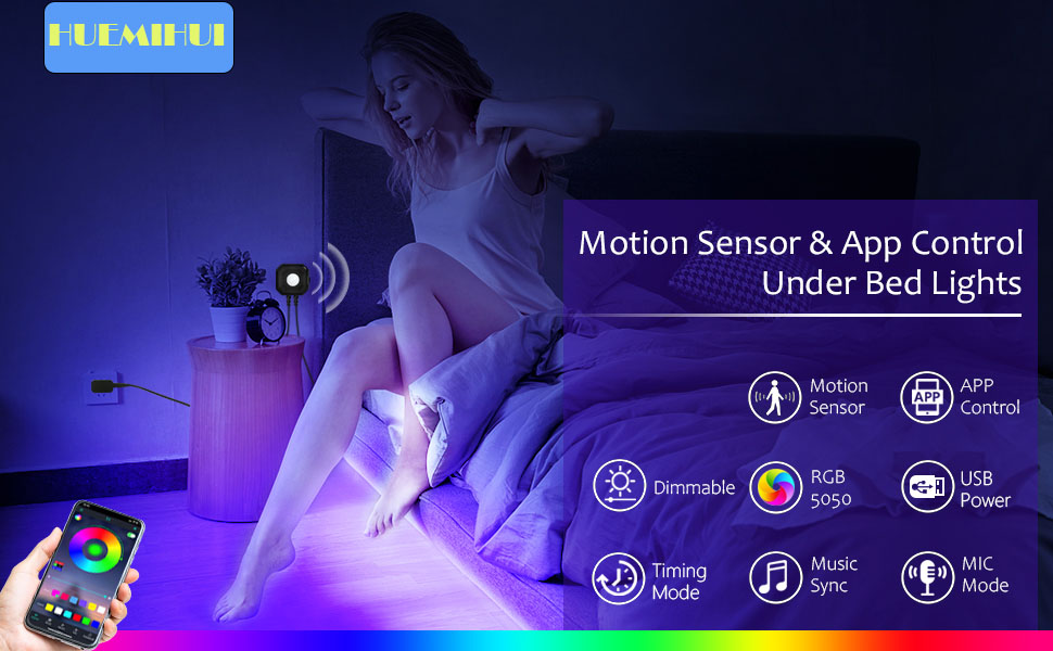 under bed led lights motion sensor