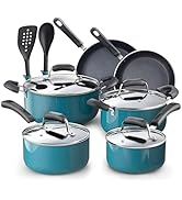 Cook N Home Pots and Pans Nonstick Cookware Set 12-Piece, Kitchen Cooking Set with Frying Pans an...