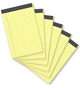 Gehanfai 6 Pack 5 x 8 Inch Yellow Legal Pads, Double-Sided Lined Notepads with Hard Backing for O...