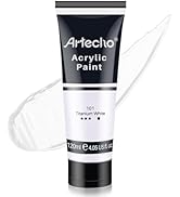 Artecho White Acrylic Paint, Titanium White Paint (120ml / 4.05oz) Tubes, Art Craft Paints for Ca...