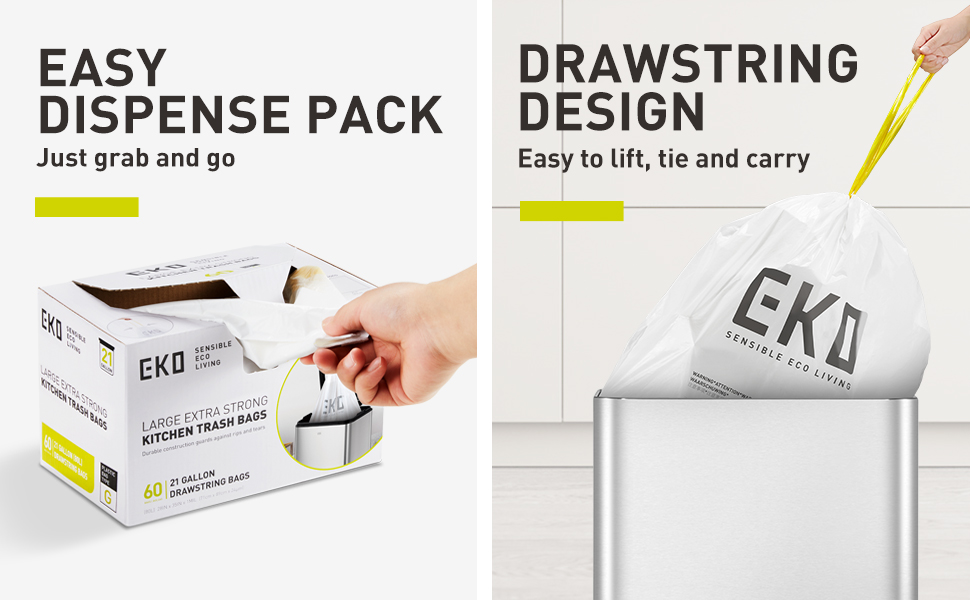 Easy dispense pack - drawstring bags are easy to remove and carry
