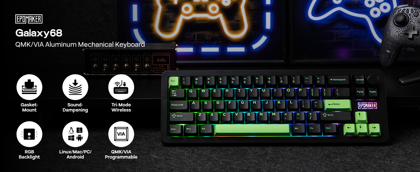 Galaxy68 Wireless Mechanical Keyboard in Aluminum with QMK/VIA Support