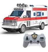 Dollox 1/30 Remote Control Ambulance, 2.4G RC Play Ambulance Car Toy 4 Channel Electric Ambulance...