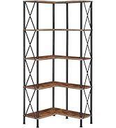 HOOBRO Corner Bookshelf, 5-Tier L-Shaped Bookcase, Industrial Open Display Shelf Tall Storage Org...