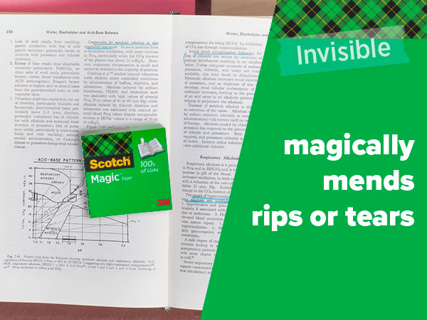 Scotch Magic Tape magically mends rips or tears