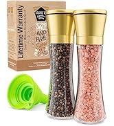 HOME EC Original Gold Salt and Pepper Grinder Set - Adjustable Gold Salt Grinder &amp; Gold Pepper Gr...