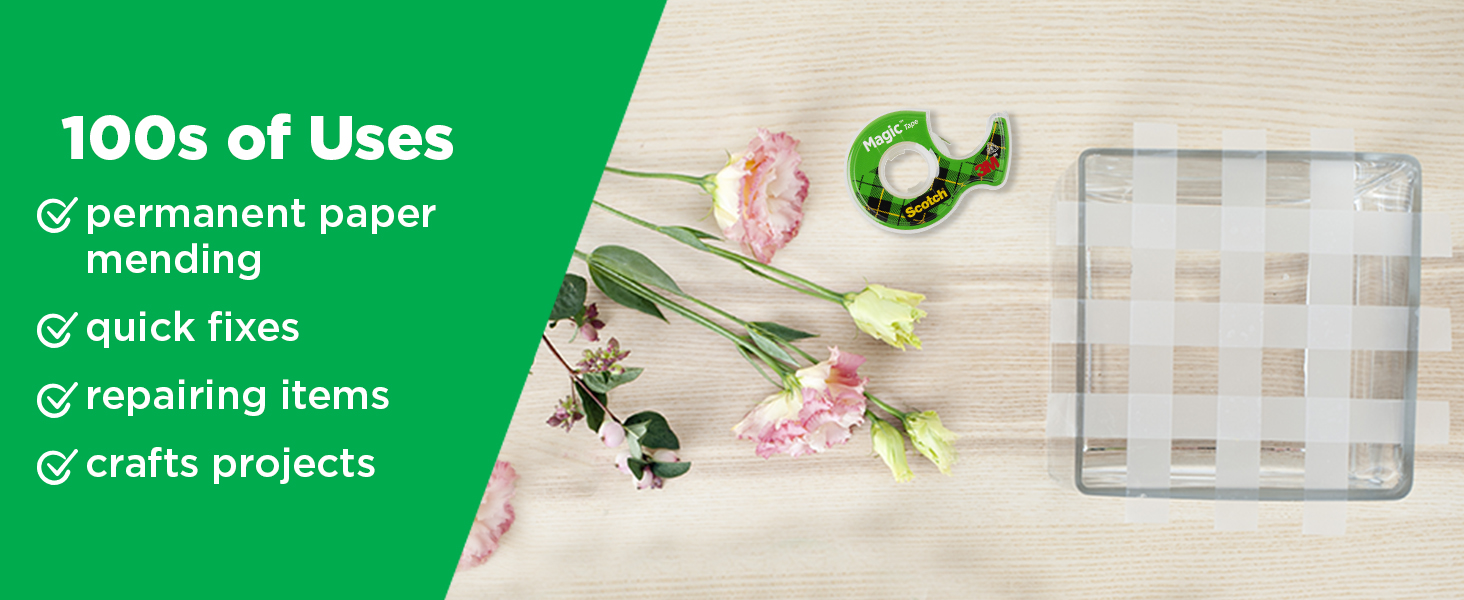 Scotch Magic Tape 100s of Uses permanent paper mending, quick fixes