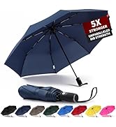Anntrue Windproof Travel Umbrella, Auto Open Close Lightweight Compact Portable Backpack Folding ...