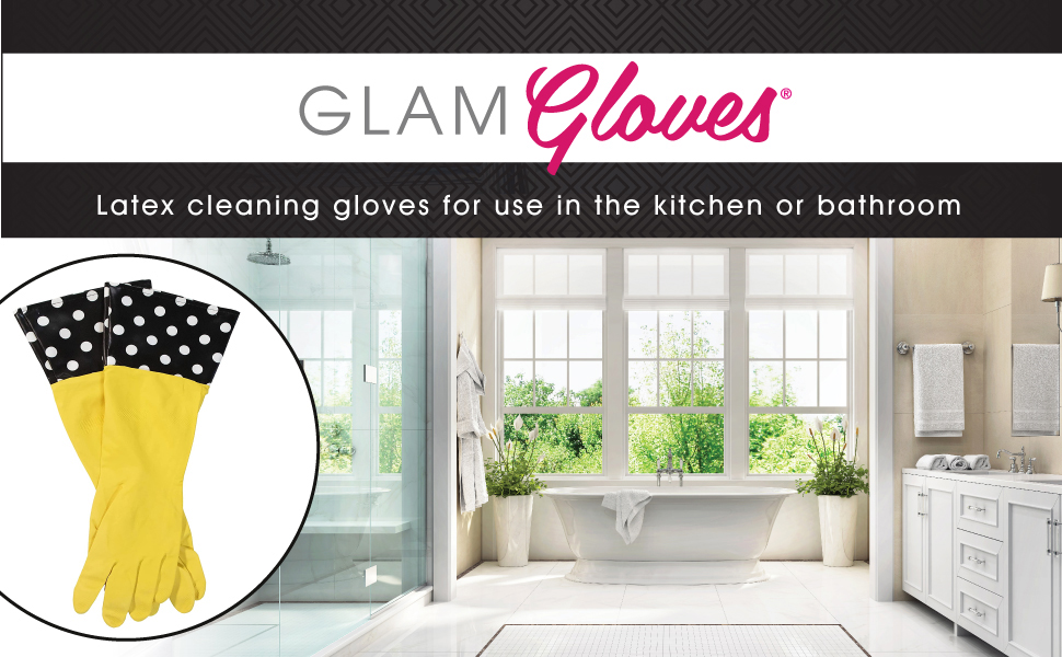 Glam Gloves image over bathroom photo