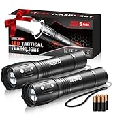 LED Flashlights High Lumens 2 Pack, Powerful Tactical Flashlight With 3 Modes, Pocket Small Flash...