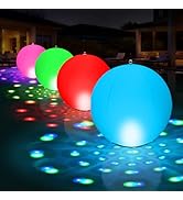 2026 Floating Pool Lights Solar Powered,15" Inflatable Waterproof Pool Led Glow Balls,Solar Pool ...