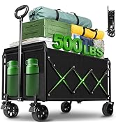 Wagon Cart Foldable,500Lbs Collapsible Wagon Cart with Wheels Portable, All Terrain Outdoor Utili...