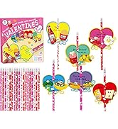 72 Pcs Valentine's Day Scratch &amp; Sniff Pencil Toppers Cards Set for Kids, Valentines Gift Toppers...