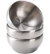 Youeon 3 Pack 28 Oz SUS304 Brushed Stainless Steel Bowls, Double Wall Insulated Bowls, Stainless ...