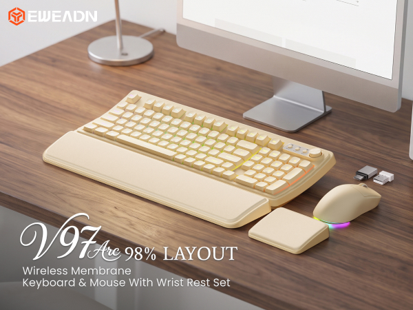 wireless keyboard and mouse combo with ergonomic wrist rest