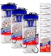 3 fly traps outdoor with 6 fly bait refills. Reusable fly catcher outdoor gets rid of outdoor flies