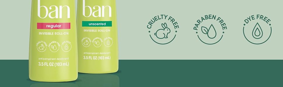 Bottom of the Ban deodorant bottle with esg icons.