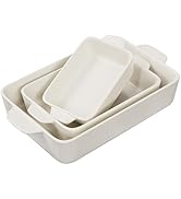 Kook Ceramic Bakeware Set, Rectangular Baking Dishes, For Casseroles, Lasagna, Cake, Small, Mediu...