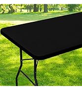 Smiry Rectangle Picnic Table Cloth, Waterproof Elastic Fitted Tablecloths for 6 Foot Tables, Wash...