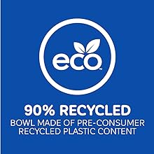 90% recycled, bowl made of pre consumer recycled plastic content